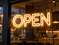 Cartel de neón LED OPEN | Blanco cálido